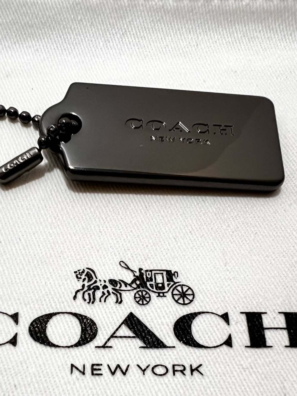 Coach black metallic  Black Logo Tag Pendant - Picture 5 of 8